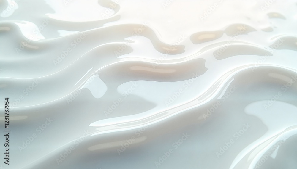 Fototapeta premium Elegant glossy waves of milk texture with soft lighting, purity