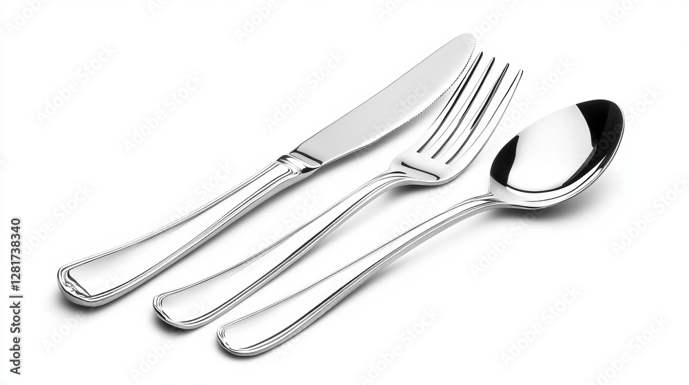 Set of cutlery--fork, knife, and spoon--isolated on a white background with a clipping path Set of cutlery--fork, knife, and spoon--isolated on a white background with a clipping path