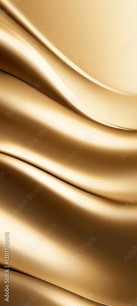 Obraz premium Soft, flowing golden fabric creates graceful curves that catch the light, emphasizing its silky texture and luxurious appearance. The harmonious waves evoke a sense of elegance
