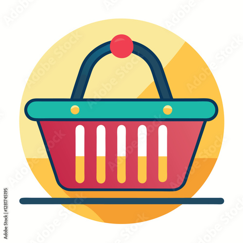 Ecommerce shopping basket vector illustration