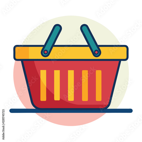 Ecommerce shopping basket vector illustration