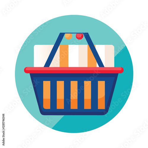 Ecommerce shopping basket vector illustration