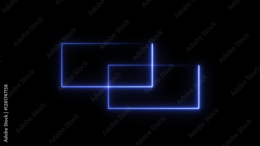 Neon geometric blank box glowing animation. triangle shape neon dabble box on black background. Neon geometric blank box glowing animation. triangle shape neon dabble box on black background.