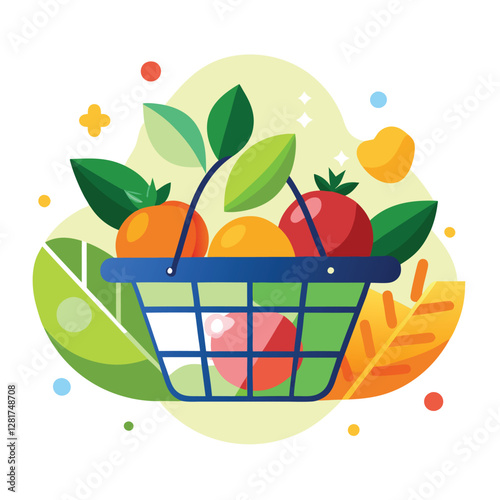 Ecommerce shopping basket vector illustration