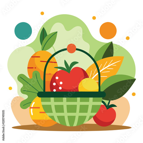 Ecommerce shopping basket vector illustration