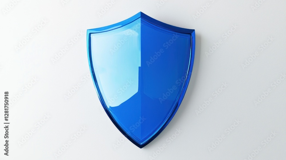 Blue Glossy Shield: Protection and Security Concept