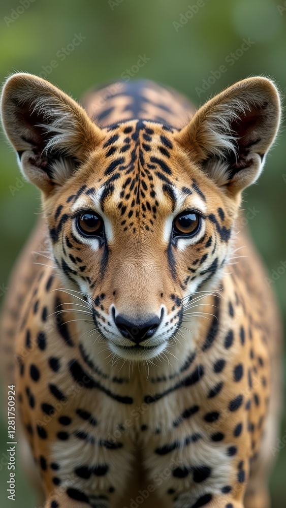 Obraz premium Close-up of an ocelot with striking patterned fur in natural habitat