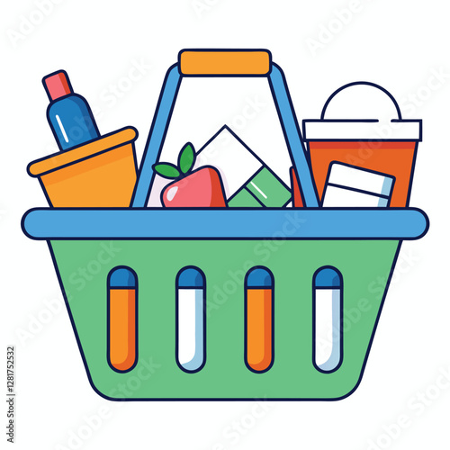 Ecommerce shopping basket vector illustration
