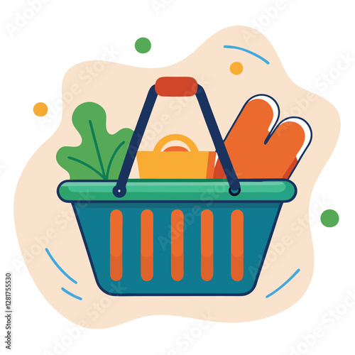Ecommerce shopping basket vector illustration