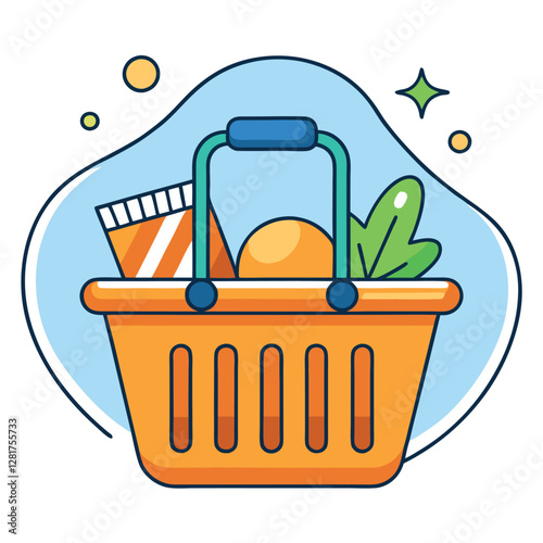 Ecommerce shopping basket vector illustration