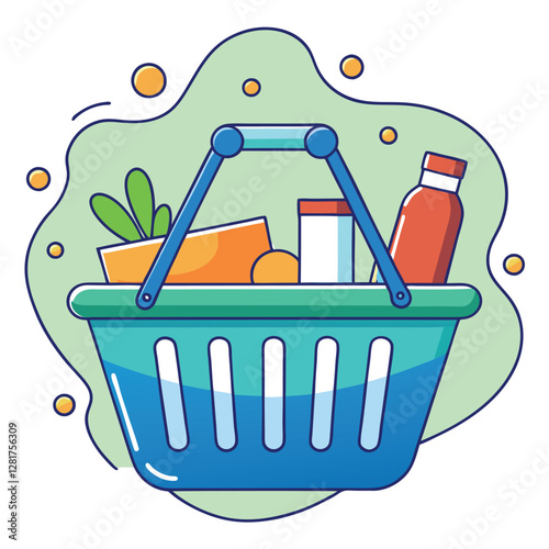 Ecommerce shopping basket vector illustration