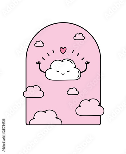 Cute cloud  meditating in the sky vector illustration