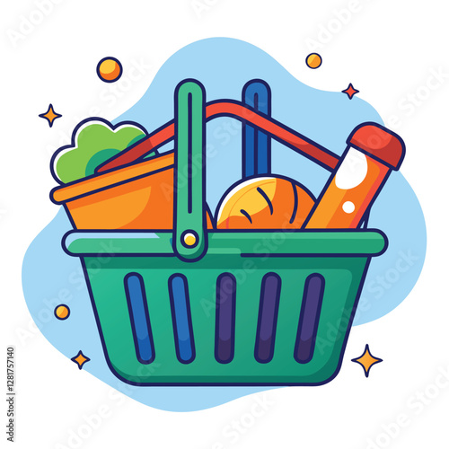 Ecommerce shopping basket vector illustration