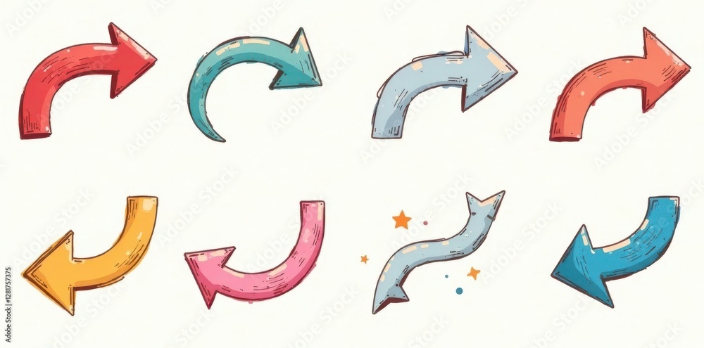 Set of hand-drawn arrow icons, various styles, vector format , element, diagonal Set of hand-drawn arrow icons, various styles, vector format , element, diagonal