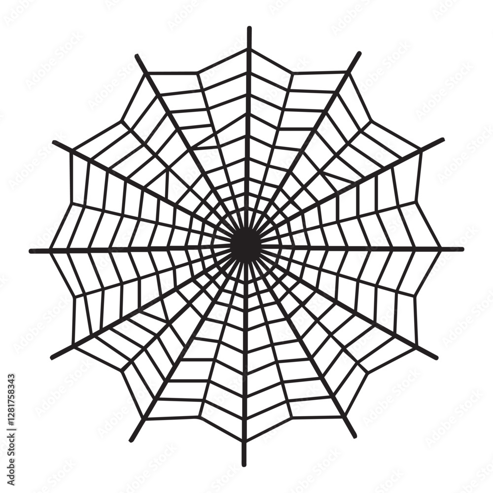 Fototapeta premium Spider web black silhouette icon on white background