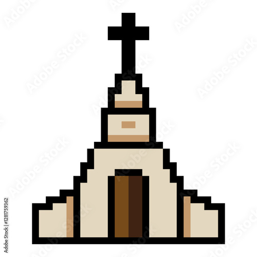 Catholic Church Isolated Pixel Icon