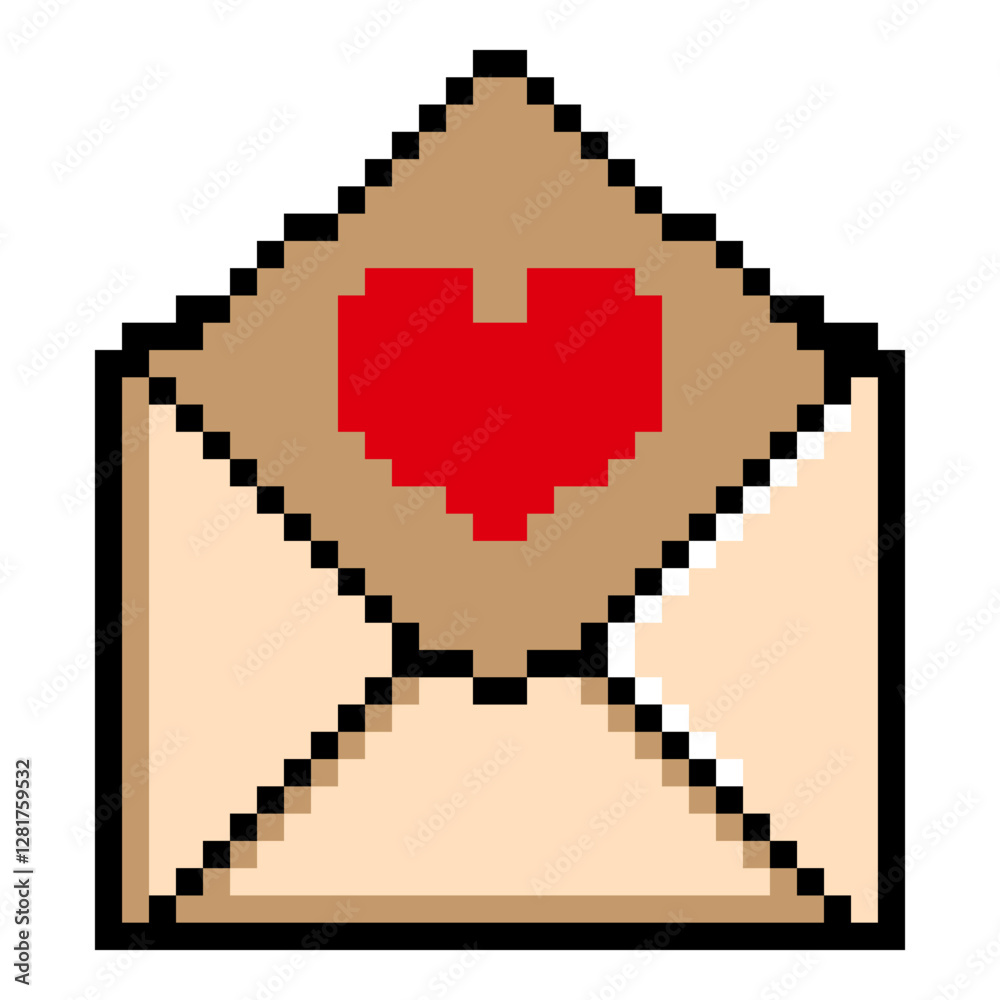 Obraz premium Envelope with Love Isolated Pixel Art Icon