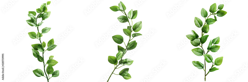 Obraz premium Set of A close-up of multi-colored tourmaline gemstones resting on a fresh green rose leaf on transparent png background. Ai generated