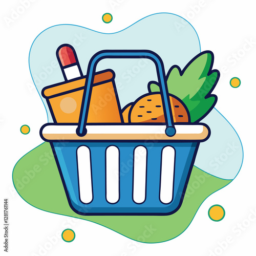 Ecommerce shopping basket vector illustration
