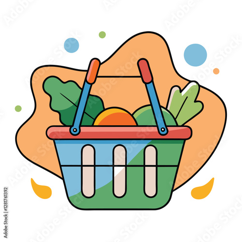 Ecommerce shopping basket vector illustration