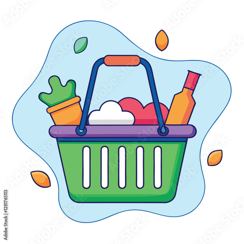 Ecommerce shopping basket vector illustration