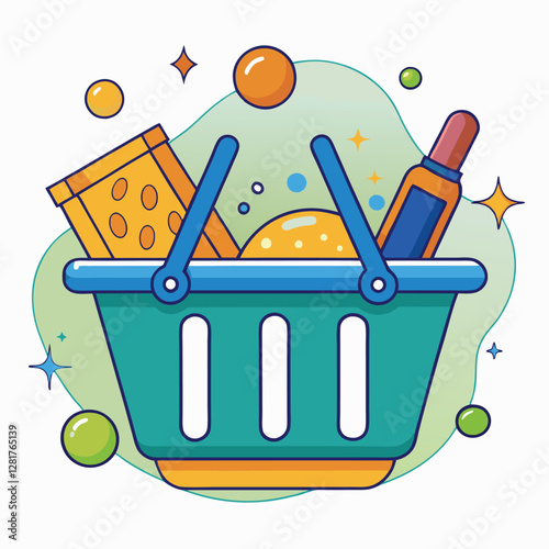 Ecommerce shopping basket vector illustration