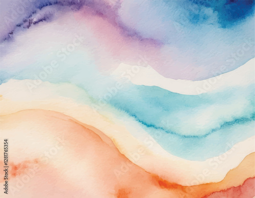Watercolour hand painting colourful abstract background with paper texture