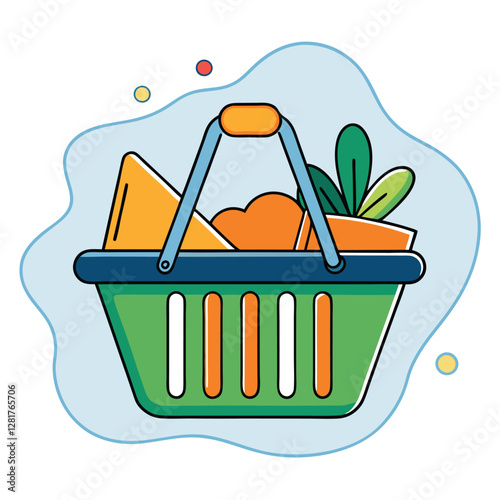 Ecommerce shopping basket vector illustration