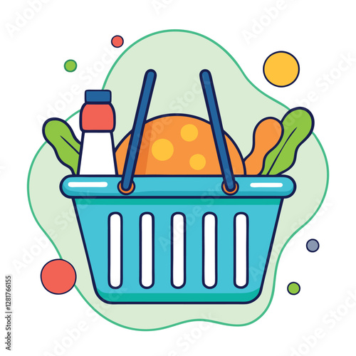 Ecommerce shopping basket vector illustration