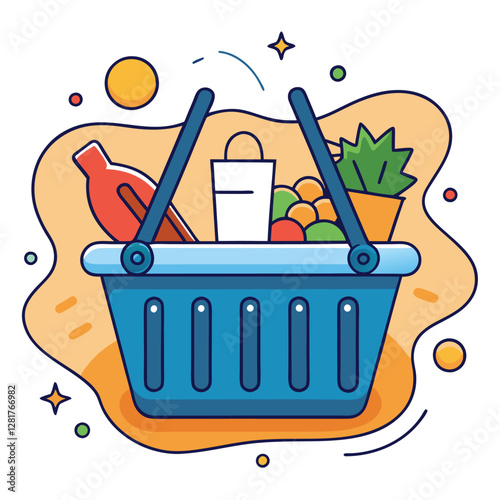 Ecommerce shopping basket vector illustration