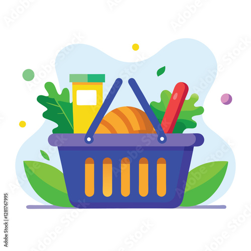 Ecommerce shopping basket vector illustration