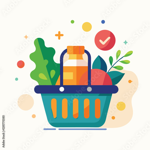Ecommerce shopping basket vector illustration