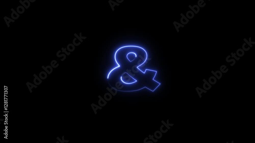 Neon and icon, Neon ampersand glowing animation on black background.