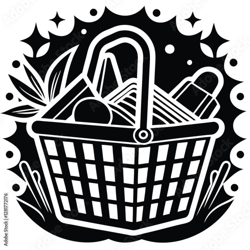 Ecommerce shopping basket vector illustration
