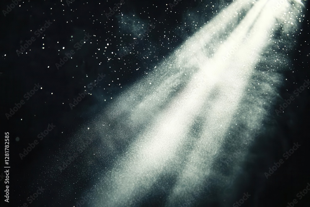 ethereal light rays piercing through darkness creating dramatic volumetric beams with floating dust particles in atmospheric lighting