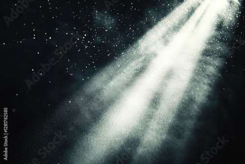 Obraz na płótnie ethereal light rays piercing through darkness creating dramatic volumetric beams with floating dust particles in atmospheric lighting w salonie