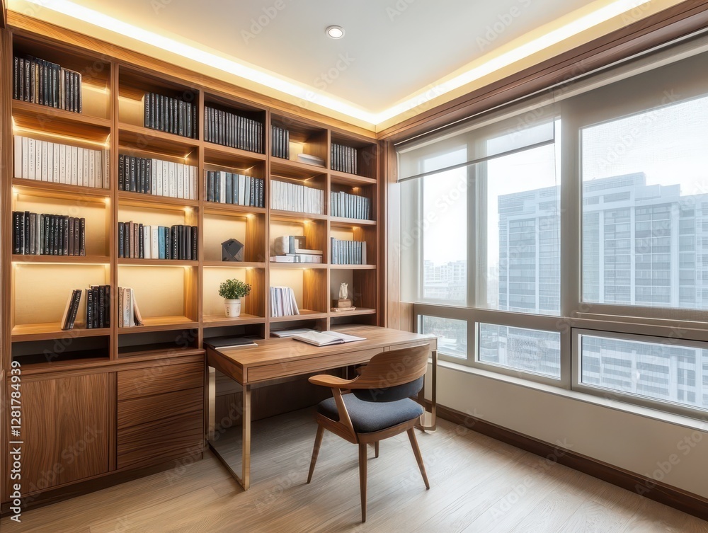 Fototapeta premium An elegant desk is found in an office room