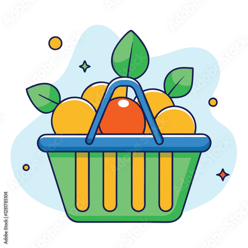 Ecommerce shopping basket vector illustration