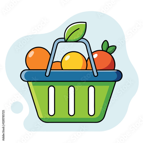 Ecommerce shopping basket vector illustration