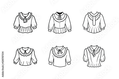 ruffled blouse sketch line art vector illustration
