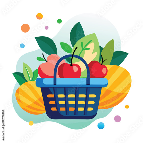 Ecommerce shopping basket vector illustration