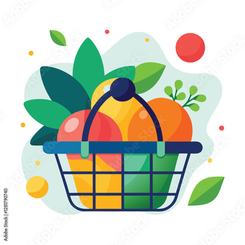 Ecommerce shopping basket vector illustration
