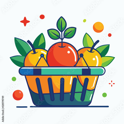 Ecommerce shopping basket vector illustration