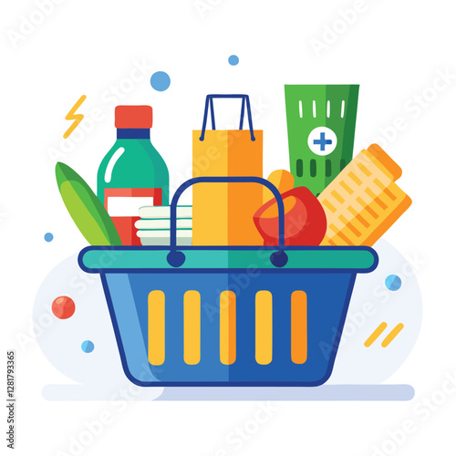 Ecommerce shopping basket vector illustration