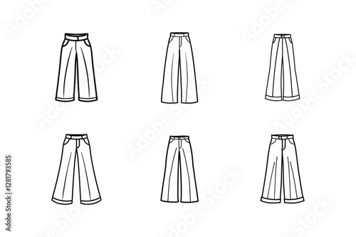 wide leg pants sketch line art vector illustration