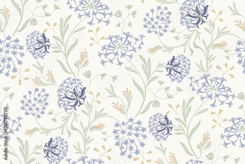 Minimal Floral pattern seamless paisley embroidery texture pink coneflower flower motifs. Vintage ikat style vector illustration design hand drawn .