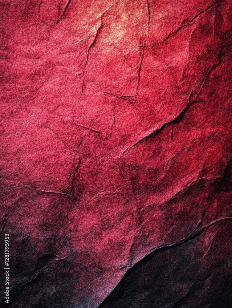 Fototapeta premium Abstract Red Paper Texture with Dramatic Lighting and Deep Shadows for Artistic Backgrounds
