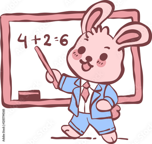 a cute rabbit explaining maths