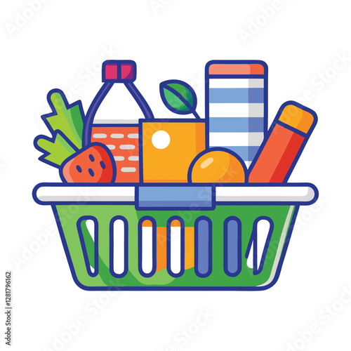 Ecommerce shopping basket vector illustration