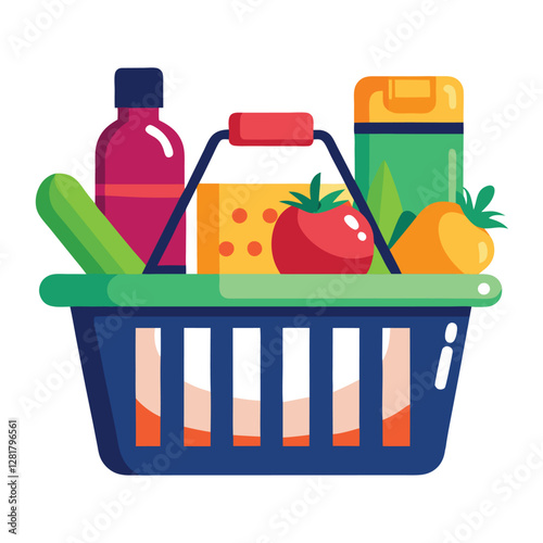 Ecommerce shopping basket vector illustration